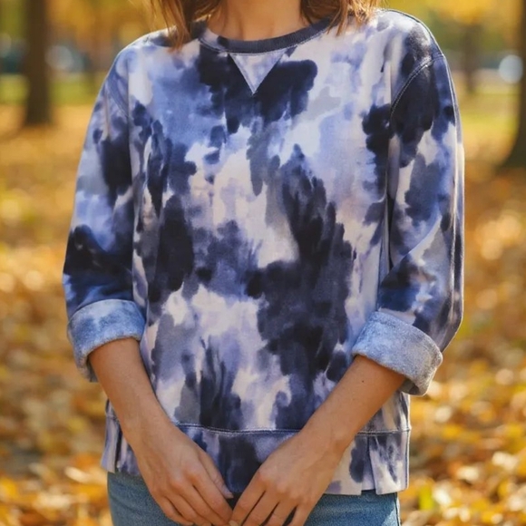 Westbound - Purple Tye-Dye Sweatshirt, Long Sleeves, Round Neck, Slits On... - Picture 4 of 8